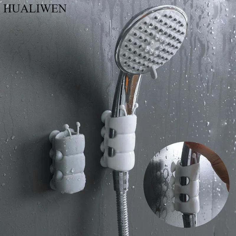 Suction Cup Brackets Removable Silicone Shower Head Holder Wall Mount Shower Head Storage Shelf Rack Bathroom Supplies