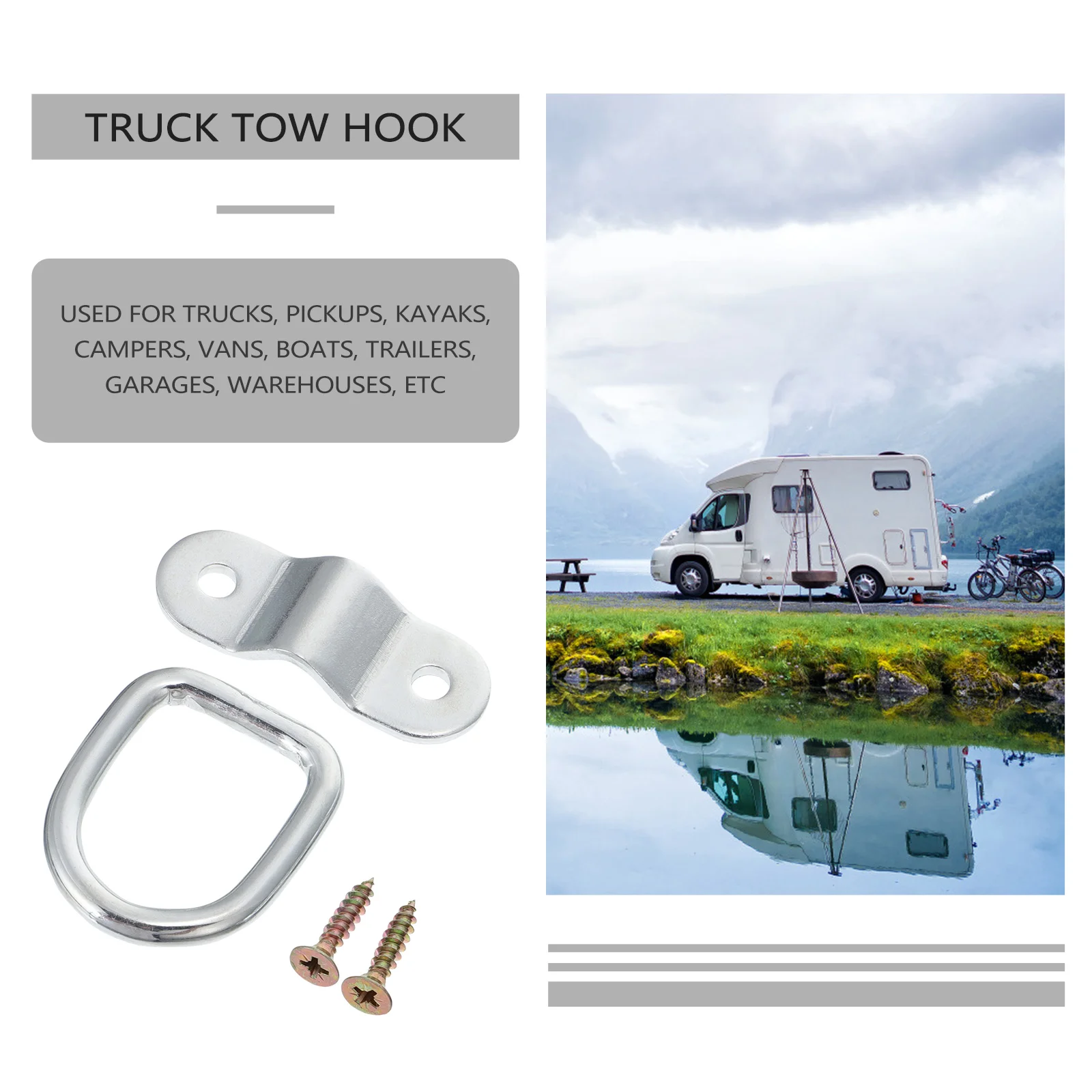 10 Pcs Buckle Hook Fixed Pull Ring Trailer Tow Heavy Truck Galvanized Iron Duty