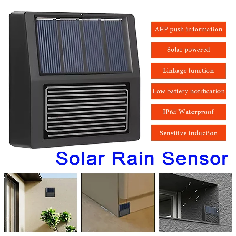 

Smart Rain Sensor with Real-Time Rain Alerts IP65 Waterproof Solar Charging Wireless App Control Water Leakage Sensor for Garden