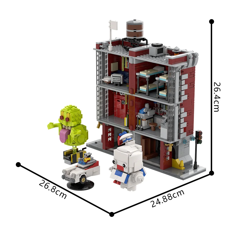 MOC 映画消防署会社ビルディングブロックモデル食いしん坊映画キャラクター白レンガ diy 組み立ておもちゃ子供のギフト