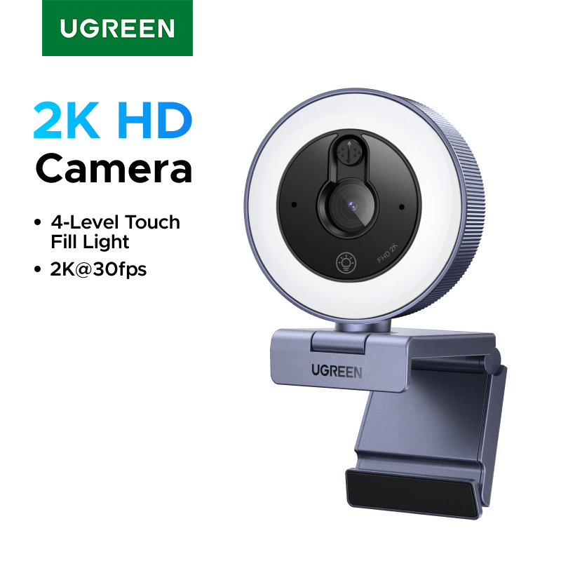  UGREEN USB Camera Webcam For PC with Fill Light 2K30 Fixed Focus, 1.5m Cable 