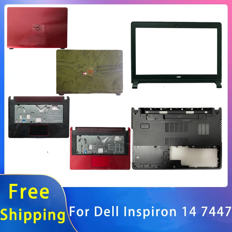 New For Dell Inspiron 14 7447 Replacemen Laptop Accessories Lcd Back Cover/Front Bezel/Palmrest/Bottom Red Black TGKJR G29D5