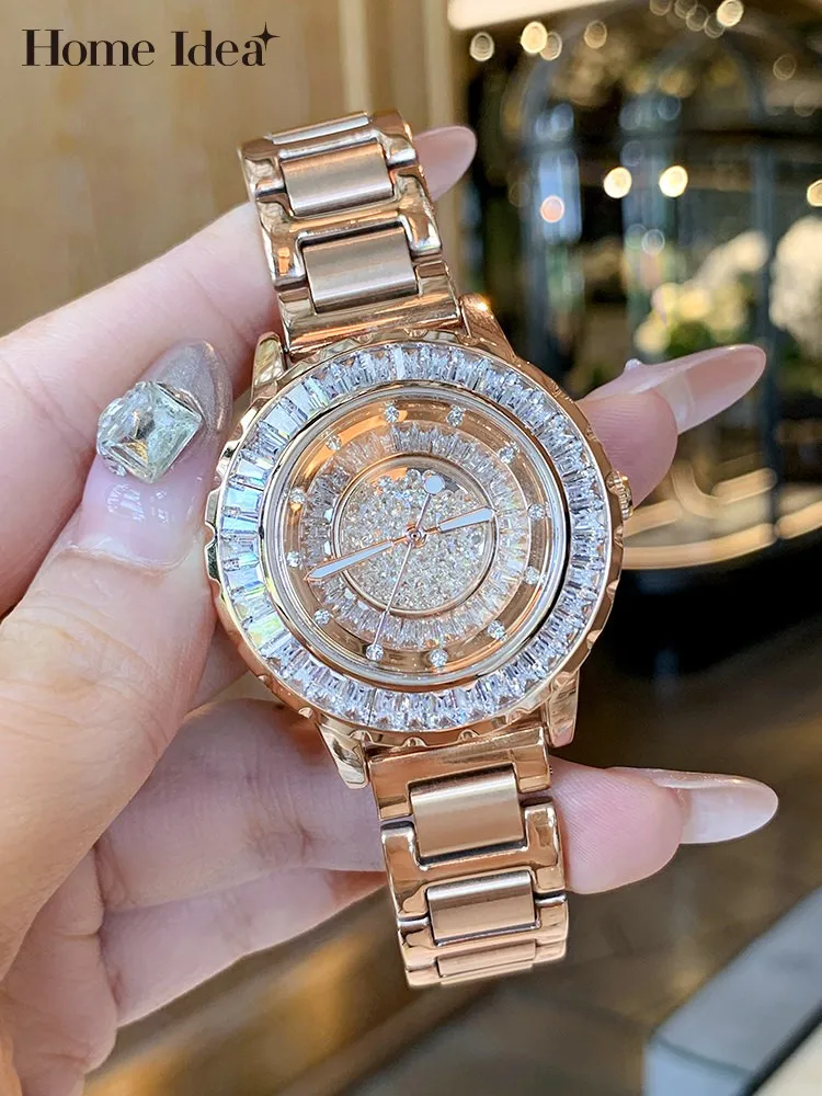 Elegant Ladies Office Work Quartz Watch Women Shiny Diamonds Jewelry Accessory Watches Bling Crystal Birthday Gift Wristwatch