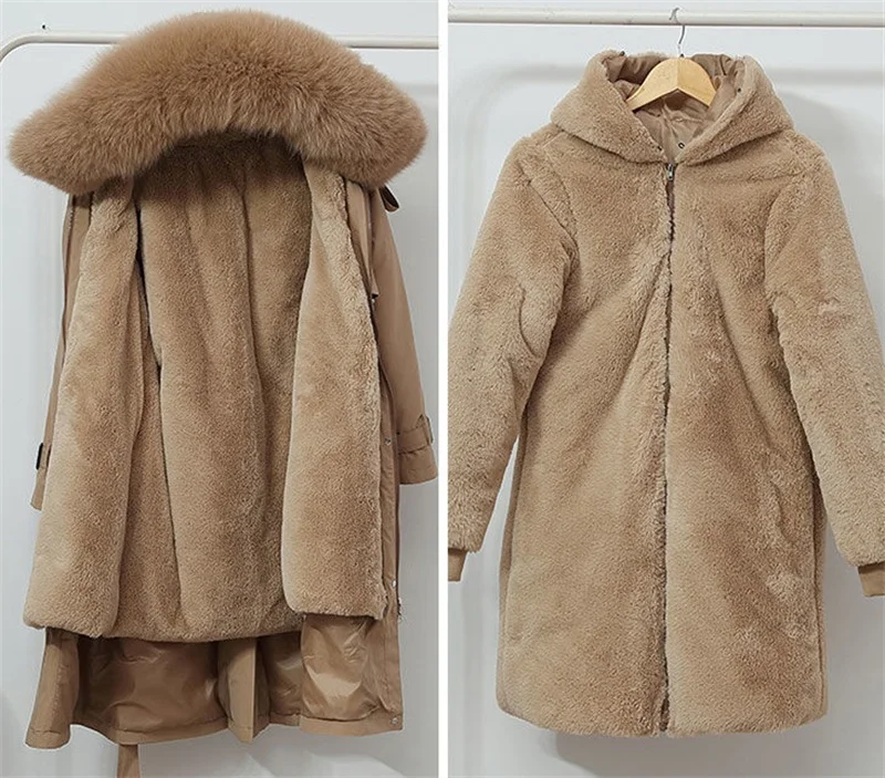 2026 New Winter Jacket Women's Parkas Thick Warm Fur Lining Long Parka Female Hooded Fleece Padded Coat Distachable Outwear 5XL