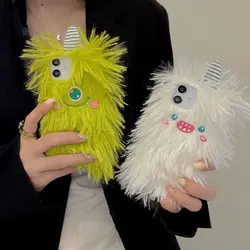 Cute Plush Big Eyes Suitable for iPhone 12promax Apple 11 Phone Case xsmax/x/xrSoft 7p/8 iphone xs case iphone 11 pro case
