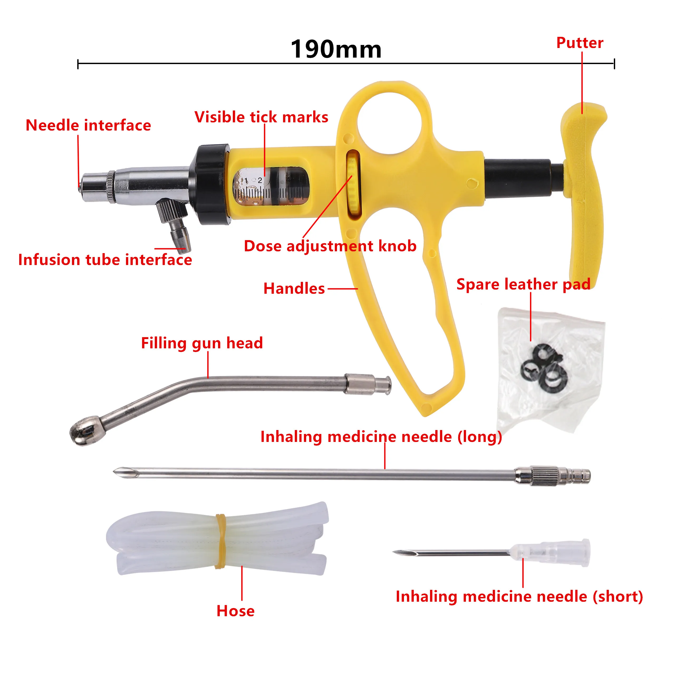 5ml/10ml Continuous Syringe Injector Infusion Device Pig/Cattle/Sheep/Chicken Vaccine Injection Veterinary Drench Gun