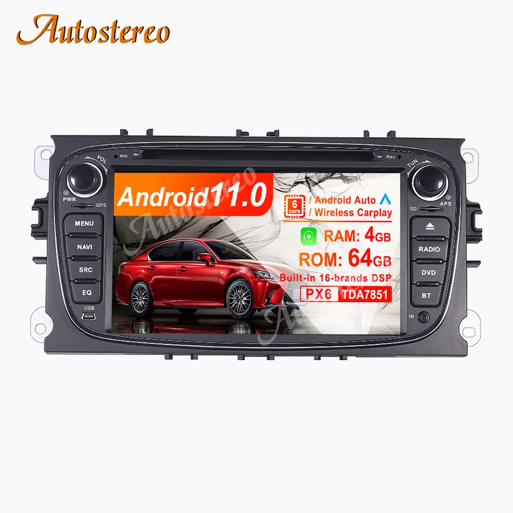 Android 13 4G+64G Car Radio GPS Navigation For FORD/Focus/S-MAX/Mondeo/C-MAX/Galaxy Auto Stereo Multimedia Player Black Sliver