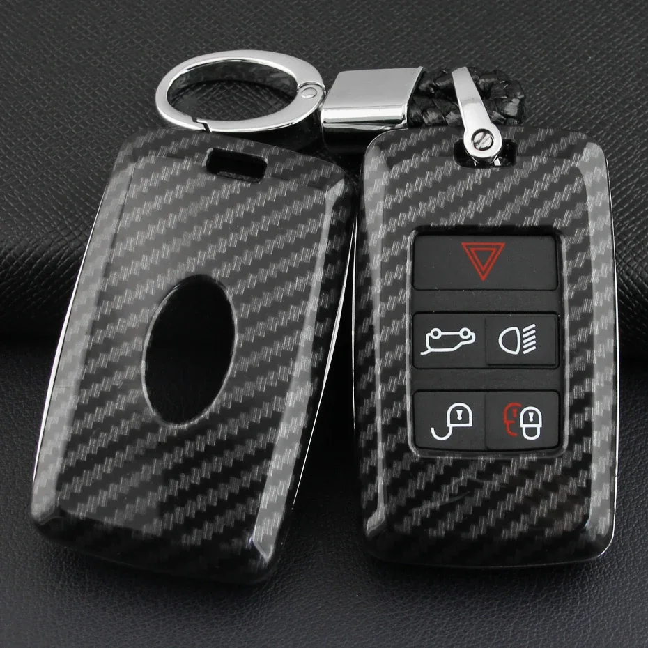 

Carbon Fiber Car Key Fob Cover Chain Case For Land Range Rover Sport Evoque Velar Discovery Defender 90 110 130 Jaguar XE XF