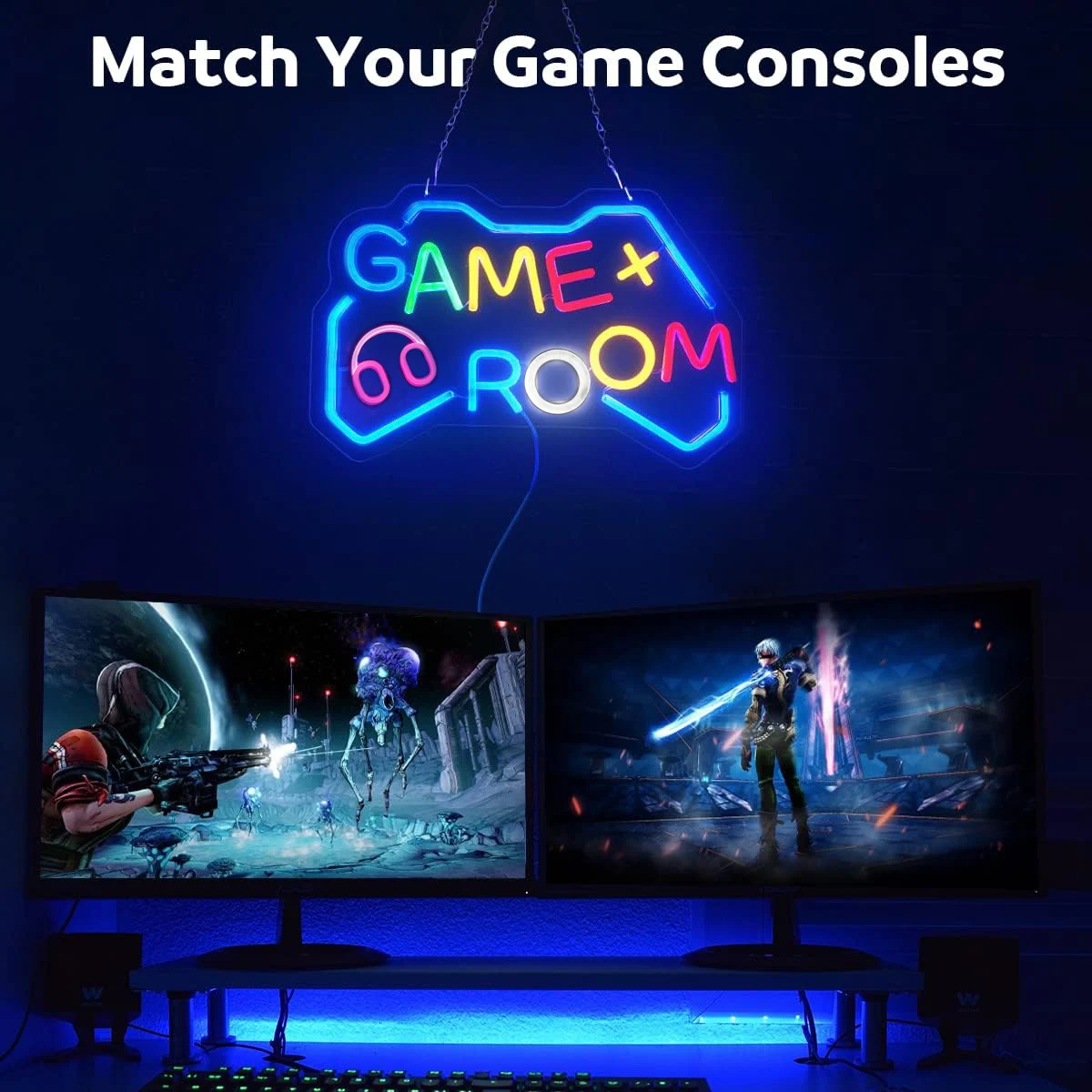 Gamer Neon Sign Game Controller LED Neon Lights with Dimmable ON/OFF Switch USB Powered Wall Decor for Teen Boy Gaming Room Gift