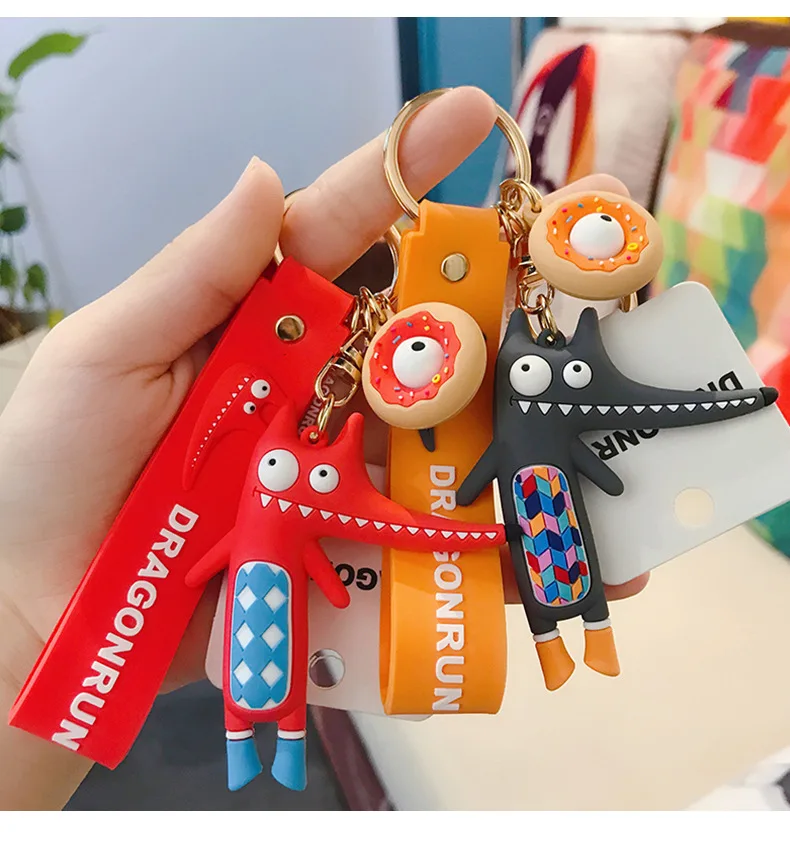 Cartoon Crocodile Keychain Original Fox Key chains Childhood Lovely Hedgehog Car Bag Keyring Pendant For Girl Bag Gifts