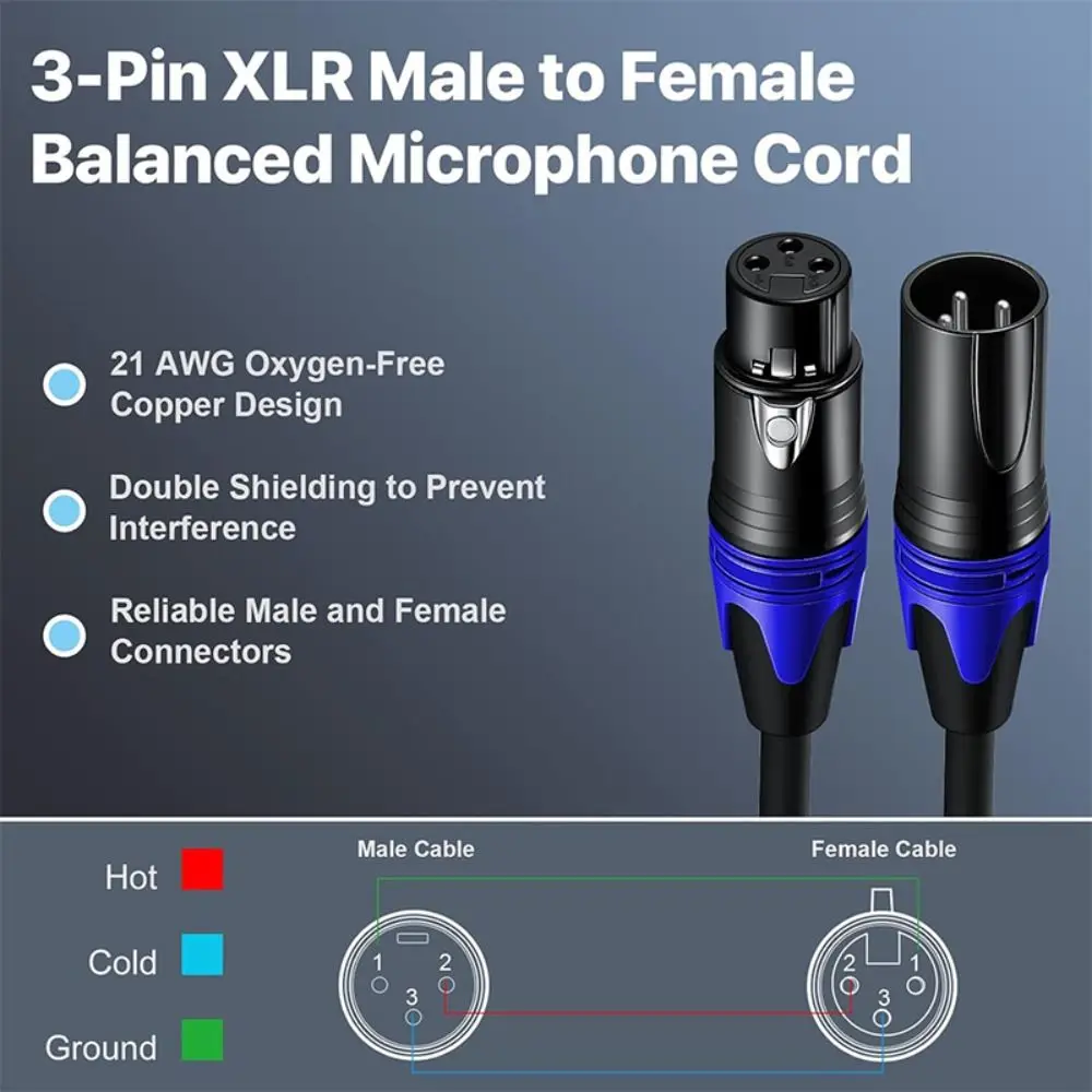 

Canon Plug 3 Pin Signal Cable XLR Adapter PVC XLR Connector Cable Corrosion-Resistant Balanced Line 3Pin XLR Cable