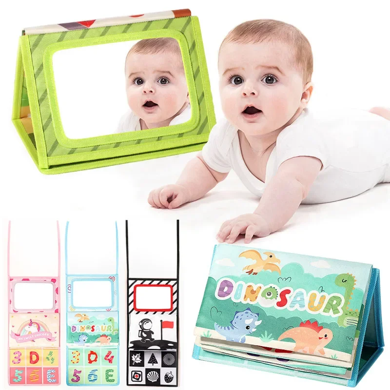 Jouet Sensoriel Miroir Noir et Blanc pour Nouveau-Né, Accessoire de Développement Montessori pour Bébé