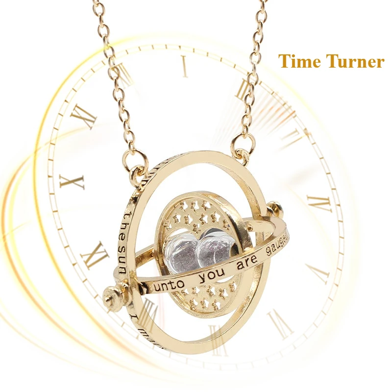 1-10Pcs Harried Time Necklace Timer Hourglass 360 Rotatable Potters Cosplay Props Astronomical Time Converter Magic School Gift