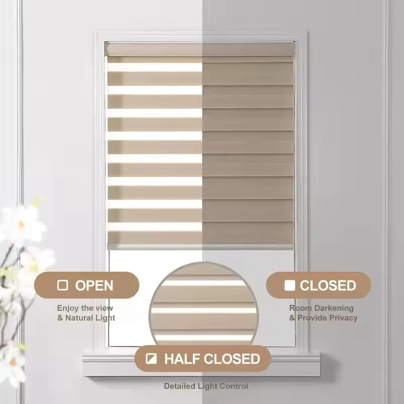 2025New Style Automatic Control Blinds Waterproof Fabric Connect Alexa Google Homekit Motor Automatic Zebra Blinds For Windows