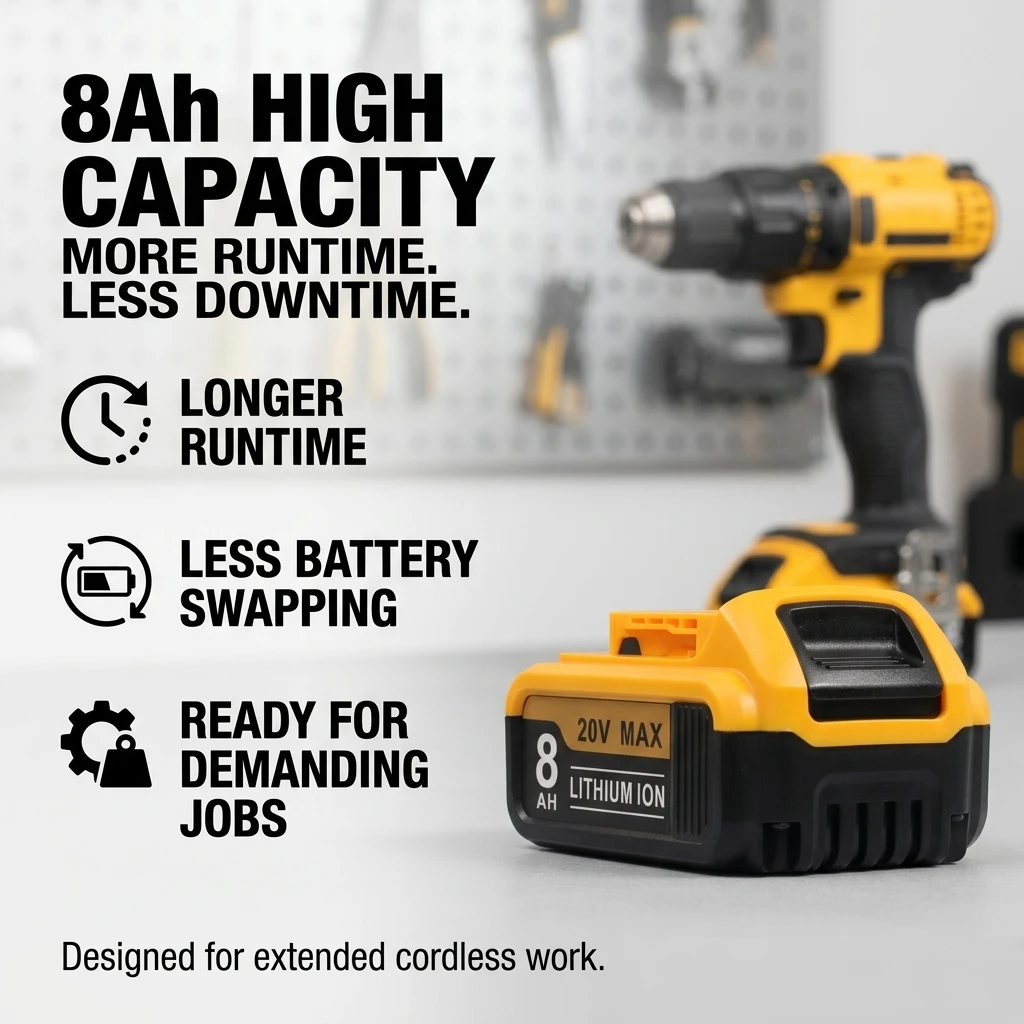 4-Pack，20V MAX 8Ah Battery Pack Compatible with DeWalt DCB200 DCB204 DCB205 DCB206, Lithium Ion Replacement Battery for Cordless Power Tools,