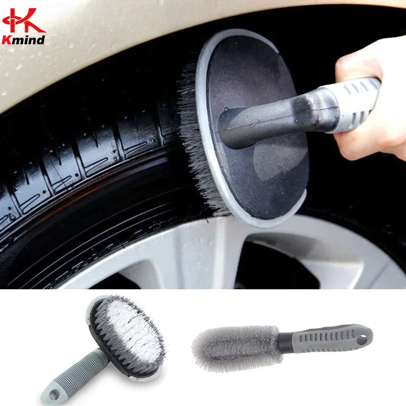 

KMIND Car Wheel Brush Tire Cleaning Brushes Tools Car Rim Scrubber Cleaner Duster Motorcycle Truck Wheels Car Detailing Brush