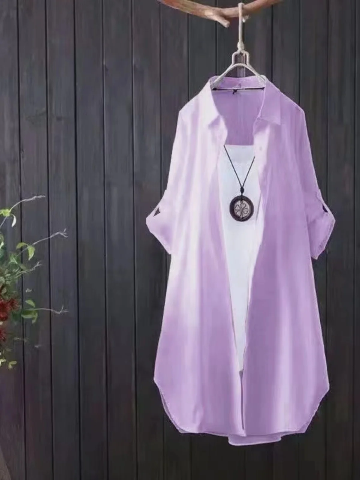 

Women's Ultra-Thin Sun-Protective irt 2023 New Mid-Length Silk-Like Outerwear Cardigan Korean Sle Long Sve Loose Fit