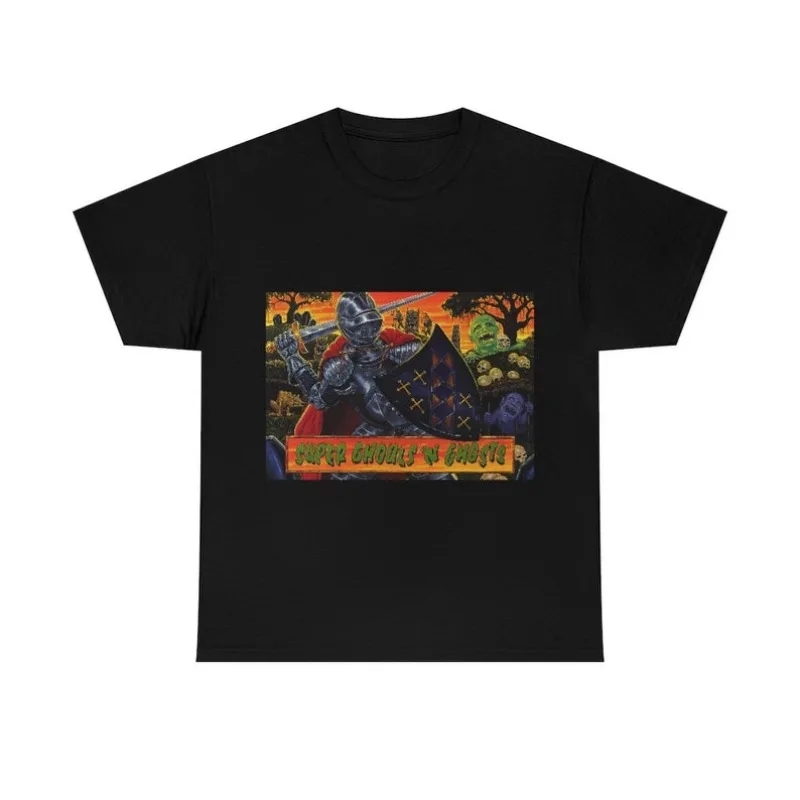 

00012865#A-Super Ghouls n' Ghosts T-Shirt: Retro Vintage Video Game Box Art Graphic Tee