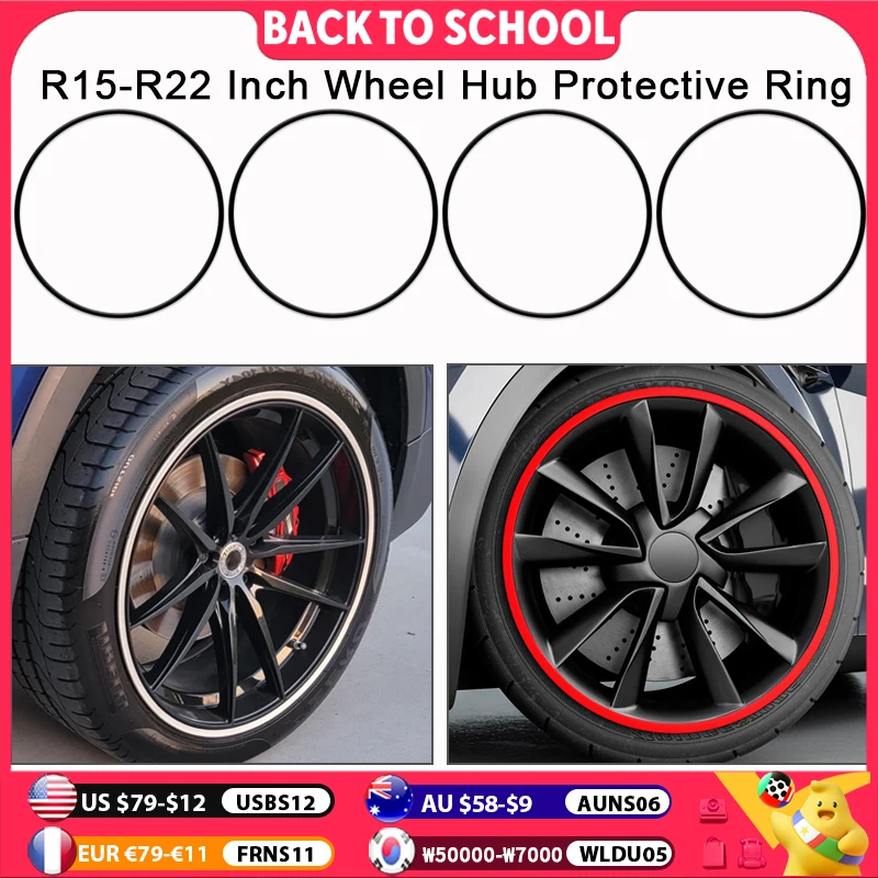 4PCS Für Automotive Legierung Radnabe Ring R15 R16 R17 R18 R19 R20 R21 R22 Trim Rand Schutz Auto Styling außen Zubehör