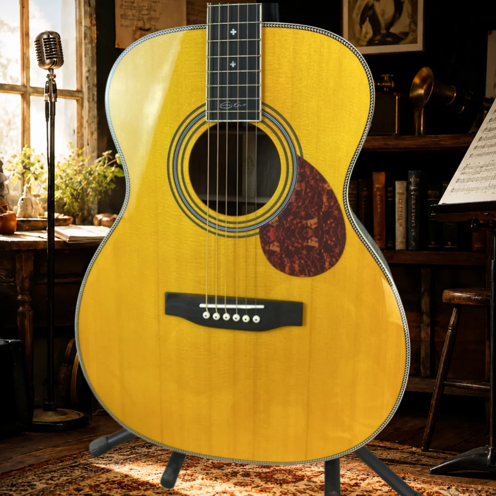 Handmade Acoustic Guitar OM28 Spruce Top Rosewood Fingerboard 20 Frets Bone Nut Rosewood Fingerboard for Professional Music Performance view 3