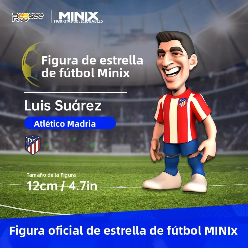 Figura de Luis Suárez MINIX de 12 cm, Camiseta del Atlético de Madrid, Muñeco Coleccionable de Jugador de Fútbol, Juguete Oficial de Estrella del Fútbol, Regalo para Fanáticos