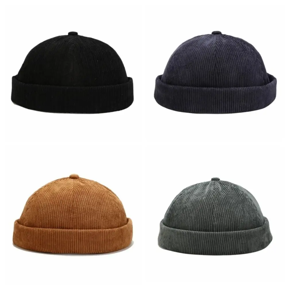 قبعة قصيرة ناعمة بلون سادة بدون إطار قابلة للتعديل، قبعة هيب هوب مستديرة مريحة من الجلد بإبزيم دوكر للأولاد
