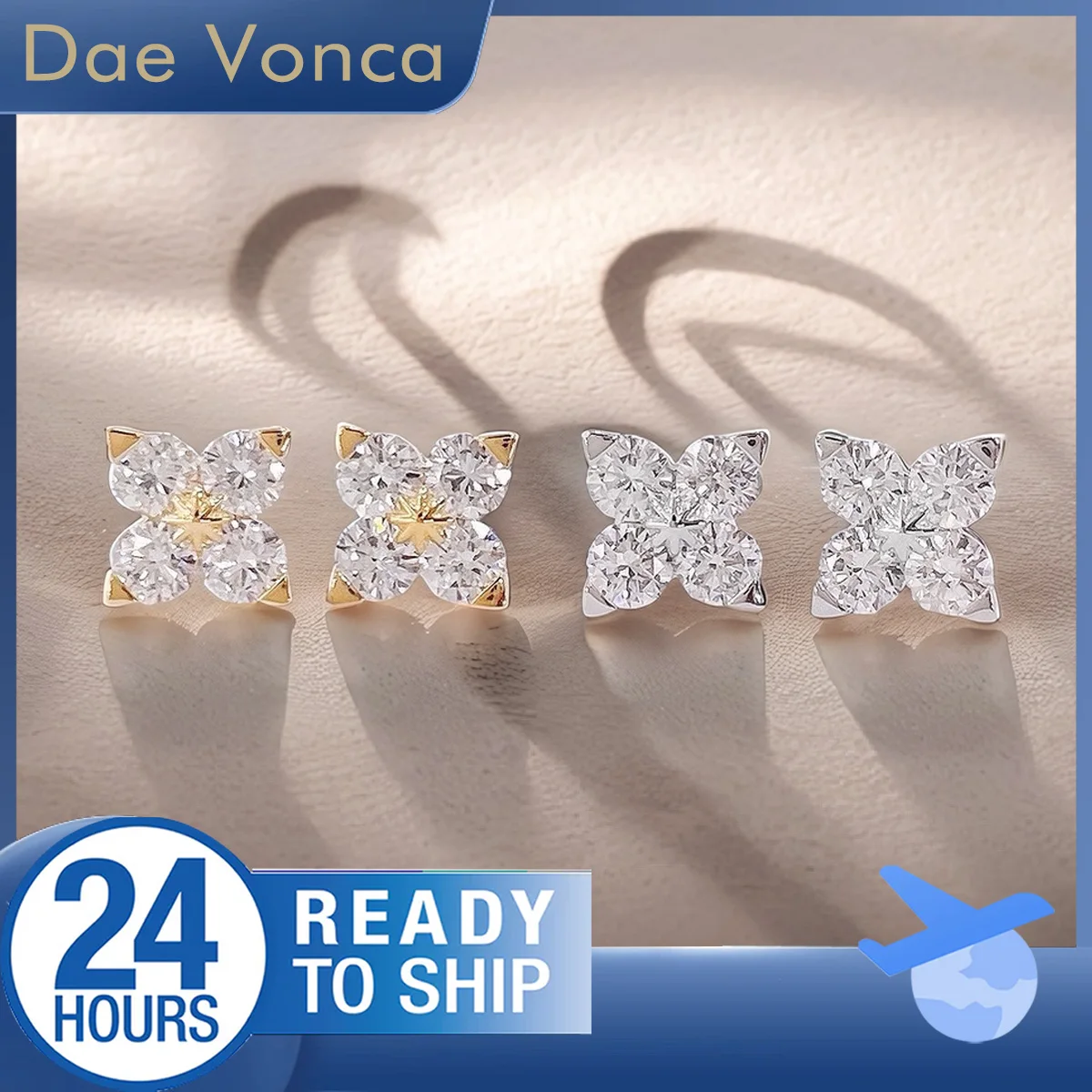 

Leaf Shape 18K White/Yellow Gold Lab Grown Diamond Stud Earrings Total 0.74ct Lab Diamonds Earrings Anniversary Gift for Wife