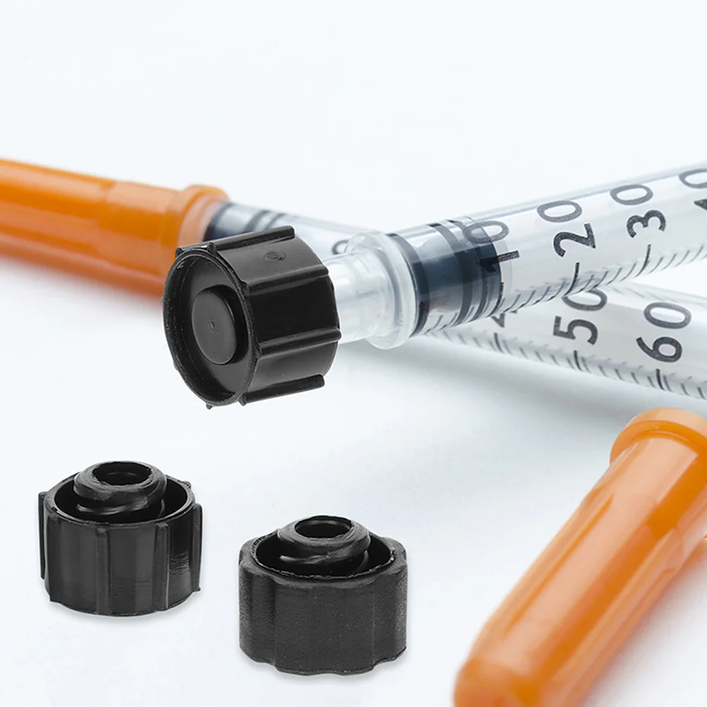 

10 Pcs Syringe Plug Cap Supplies Adapter Sealing Bottle Caps Sealer Black Needle Plastic and Plugs