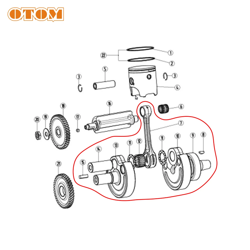 DT230 MT250 Motorcycle Crankshaft Assembly Connecting Rod W/ Bearing For YAMAHA LONCIN KAYO KEWS K16 K18 K20 GPX 2-stroke Engine - view 3