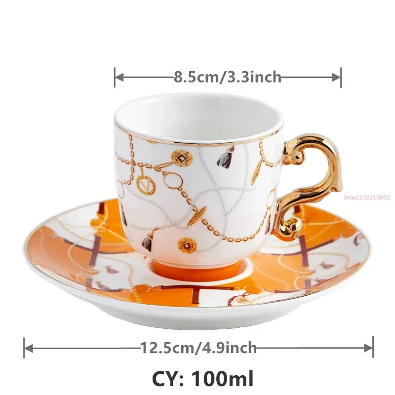 Fashion Turkish Style Luxury Ceramic Coffee Cup and Saucer Porcelain Coffee Set Tea Cup and Saucer Classic Drink Gift