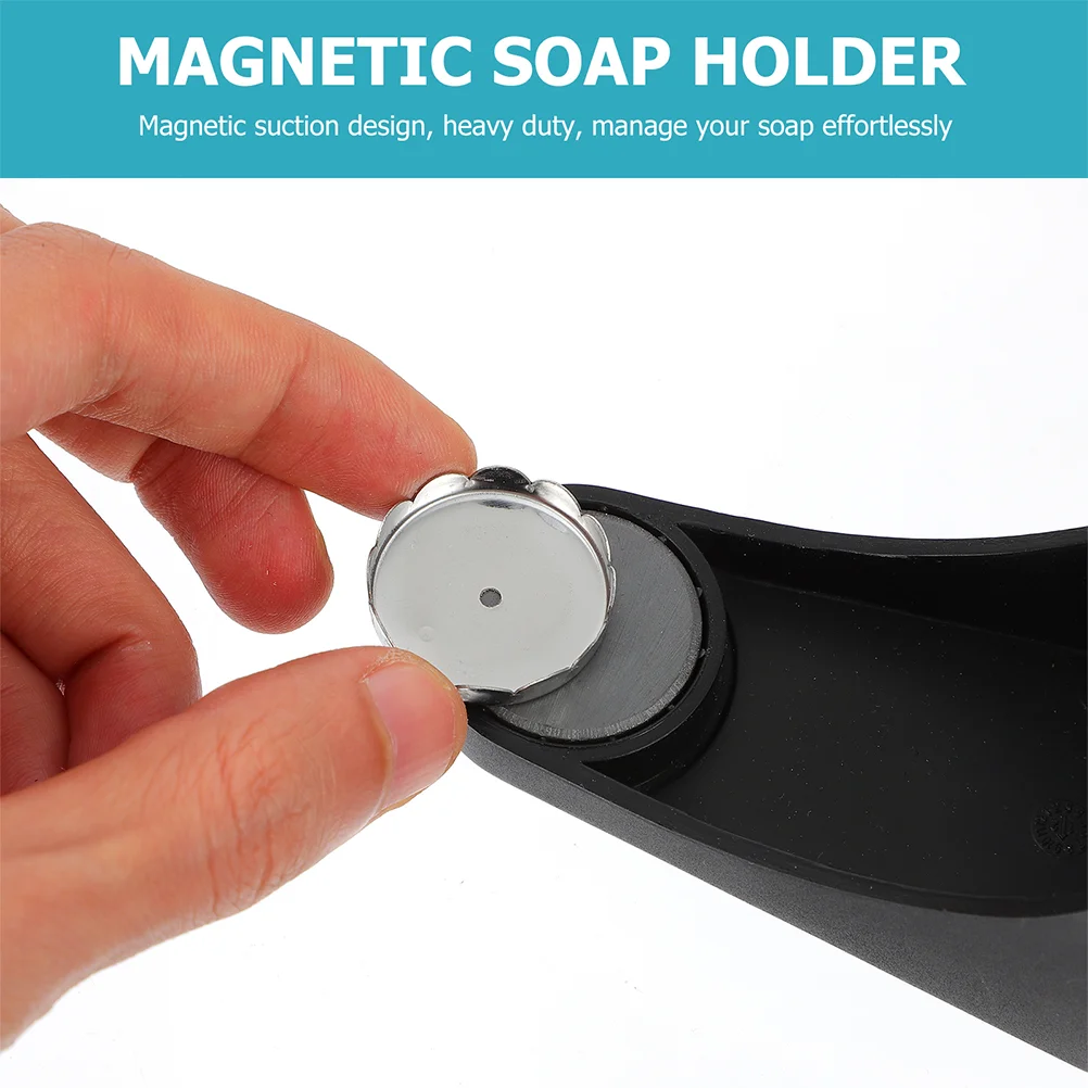 2 Pcs Magnetic Soap Holder for Shower Holders Attachment Bracket Black Abs Organizer