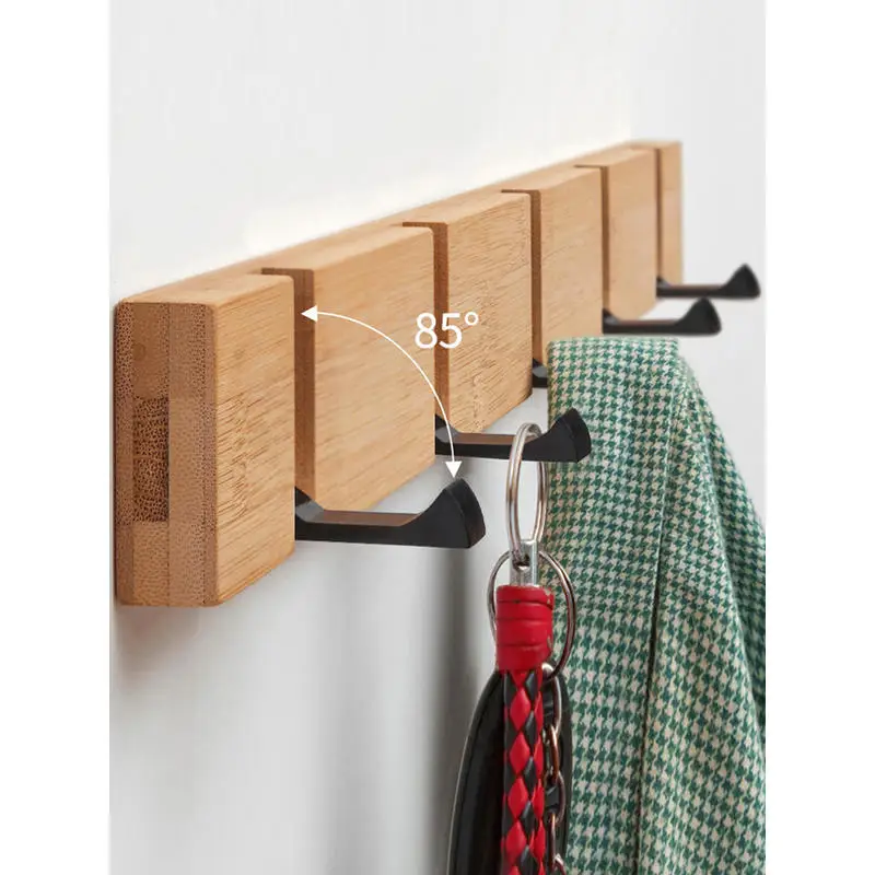 Wooden creative wall hanging coat hook foldable retractable hidden piano key wind wall punch-free metal coat hook