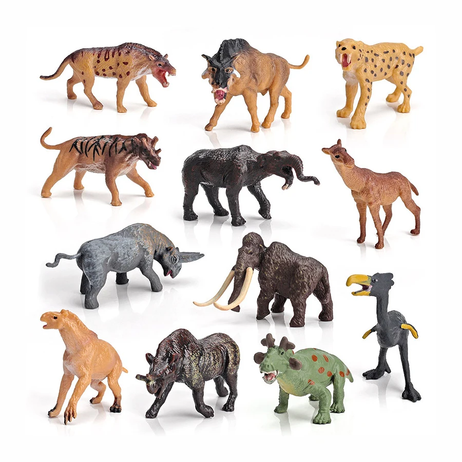 Realistic Prehistoric Wild Animals Smilodon Arsinoitherium Mammoth Morpus Primitive Animal Figurines Model Educational toys