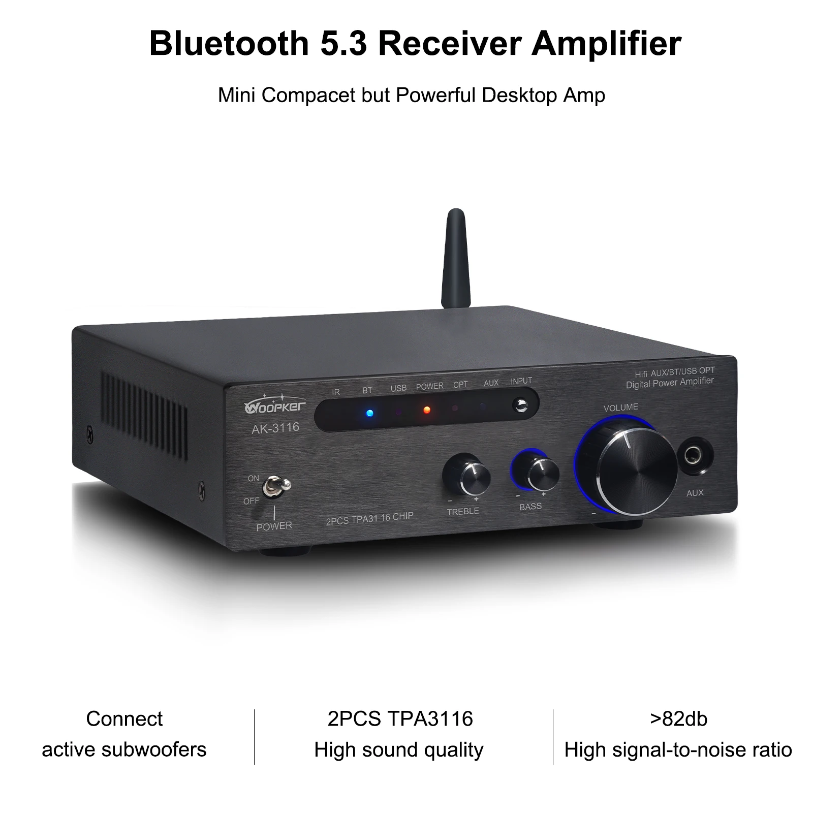 Woopker Sound Verstärker TPA3116 D2 100W Mini HiFi Stereo Klasse D Verstärker Bluetooth Audio Verstärker Woofer Hochtöner Heimkino – Detail 2