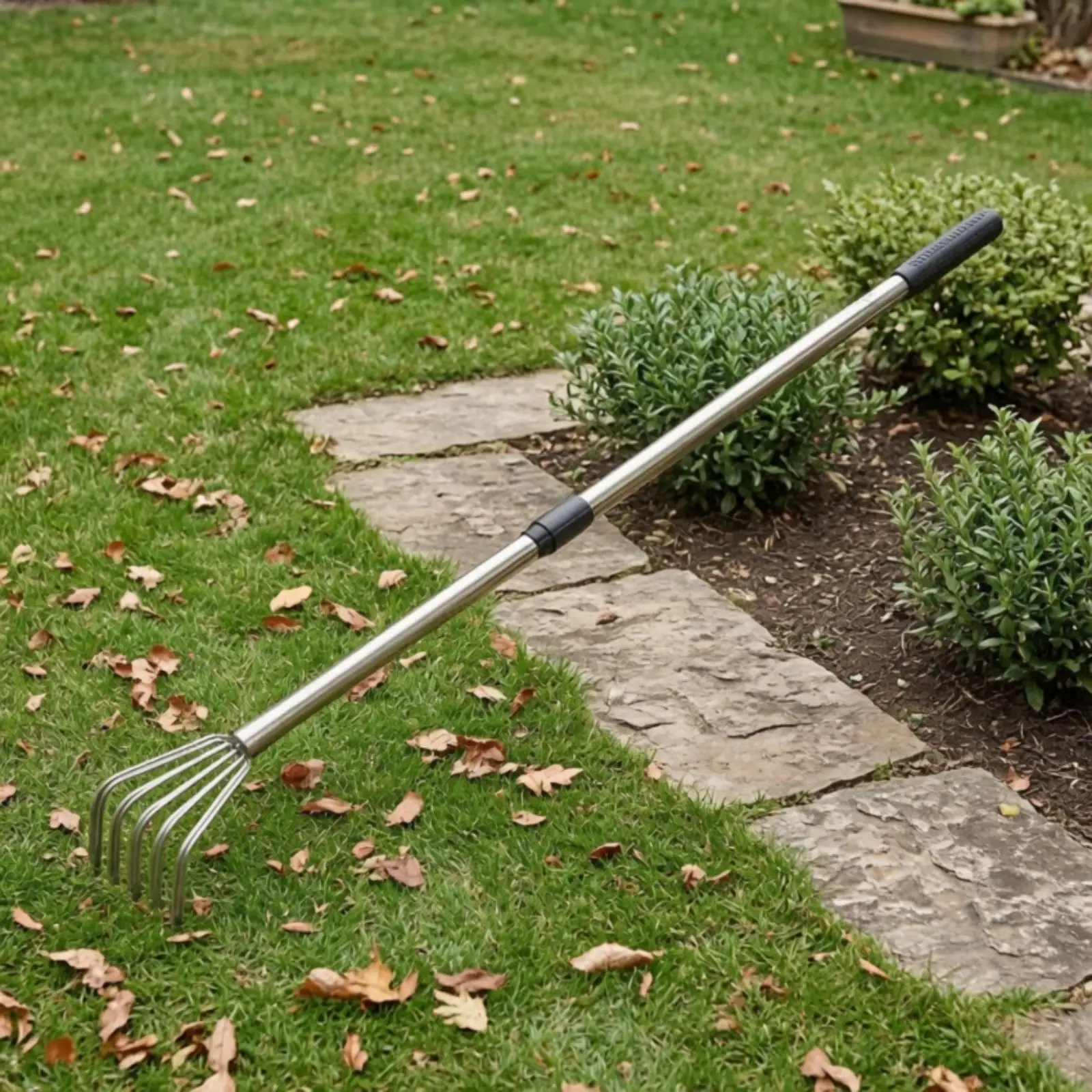 Telescopic Rake Extendable Garden Rake with Telescopic Handle Stainless Steel Tool for Gardeners, Yard, Beach