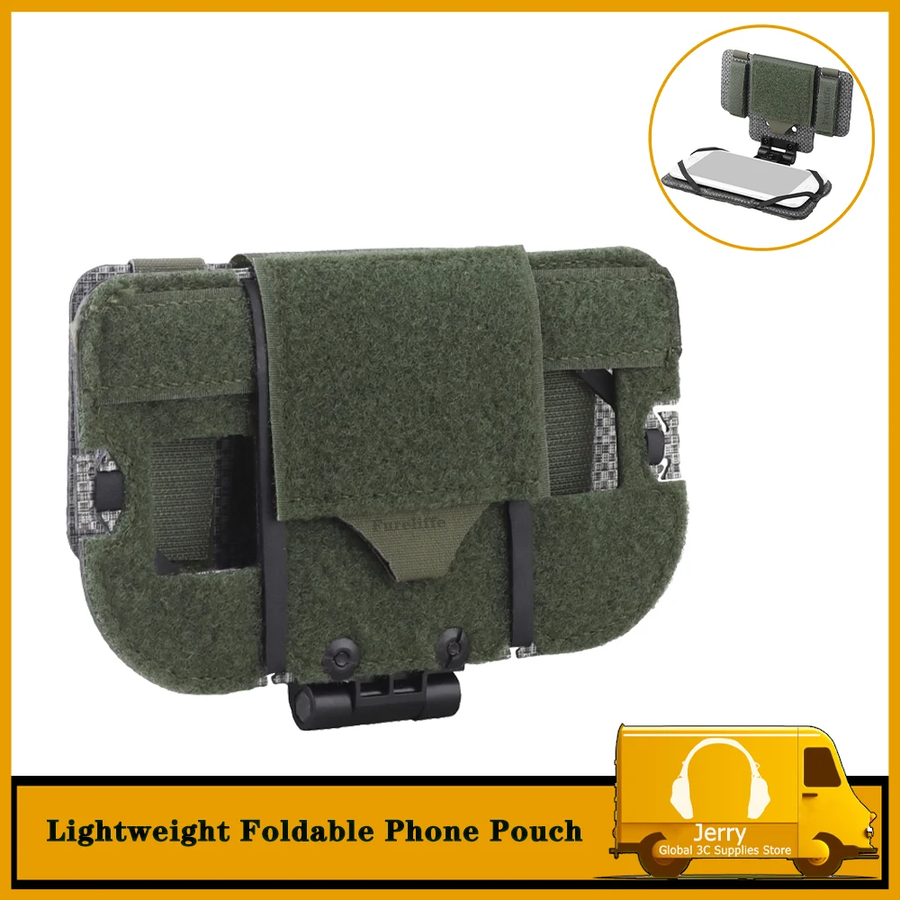 Tactical folding smart phone pouch mobile phone shell，easy hunting navigation MOLLE vest chest panel phone stand carrier plate