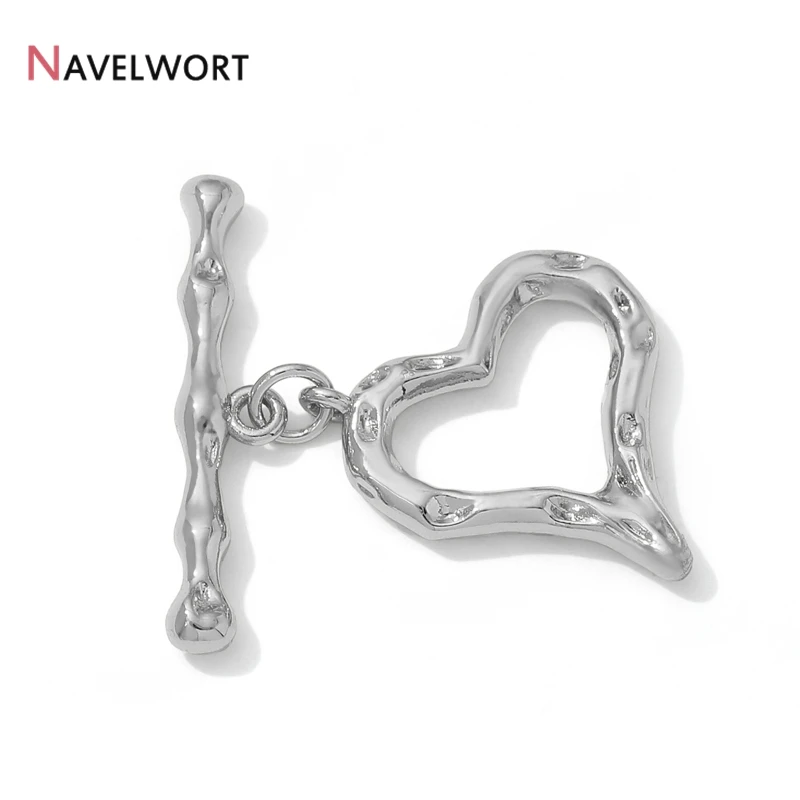 18K Gold Plated Heart Shape OT Clasps Hooks Connector,DIY Bracelet Necklace Making Materials,Brass Metal Toggle Clasps Connector - view 5