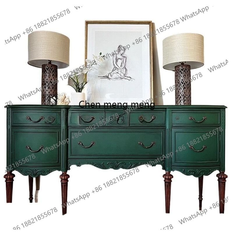 

French carved porch cabinet partition storage retro solid wood storage cabinet living room locker