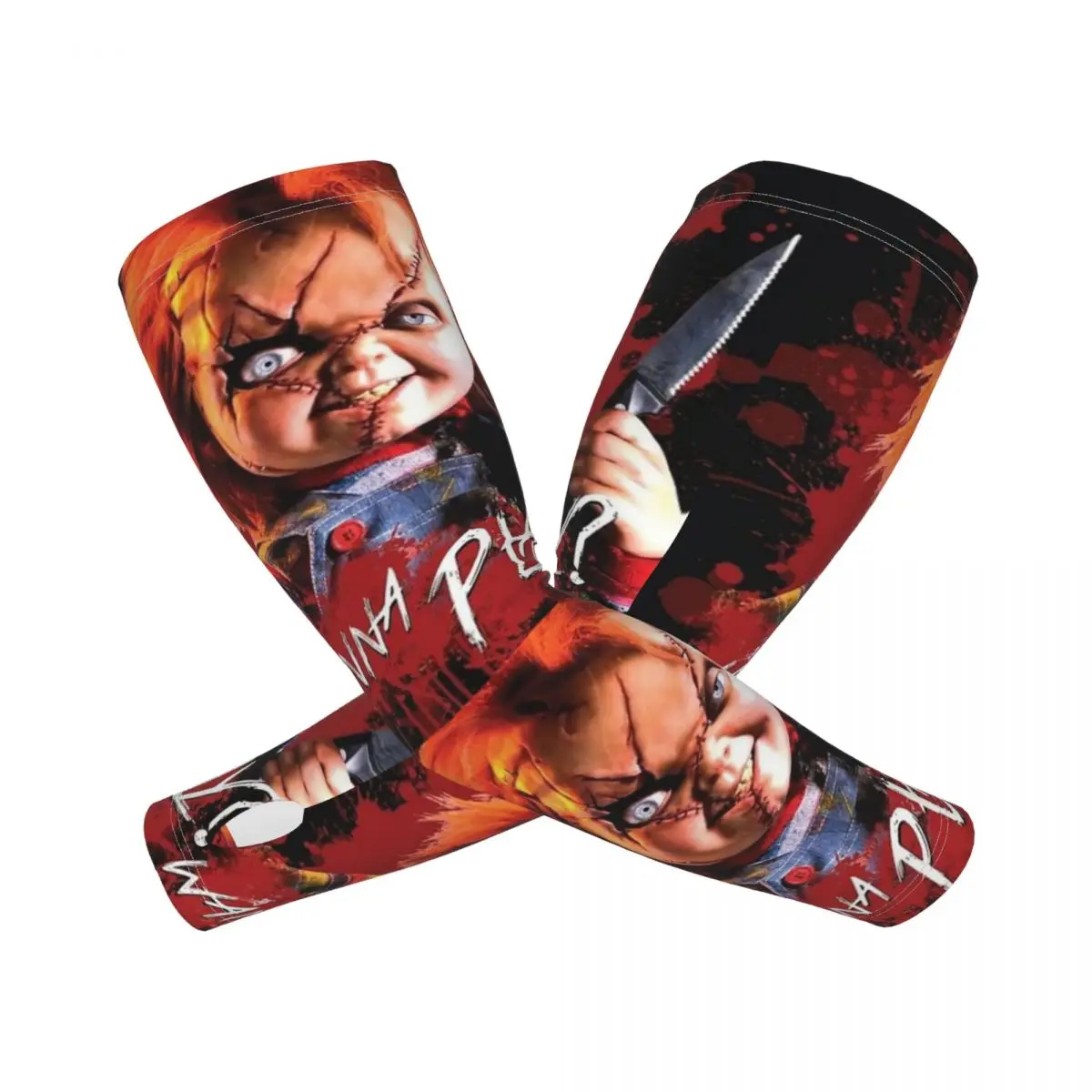 Chucky Horror Movie Outdoor Arm Sleeves Sun UV Protection Cover Summer Ice Silk Cycling Tattoo Sleeves