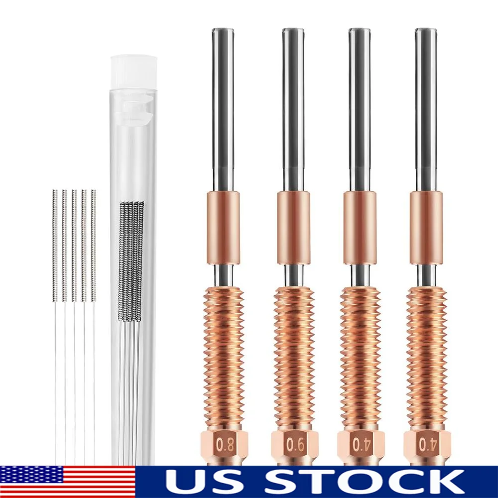 طقم فوهة طابعة ثلاثية الأبعاد أندر 3 V3 Plus 0.4/0.6/0.8 مللي متر فوهات سبائك التيتانيوم عالية الجودة وإبر التنظيف تركيب سريع