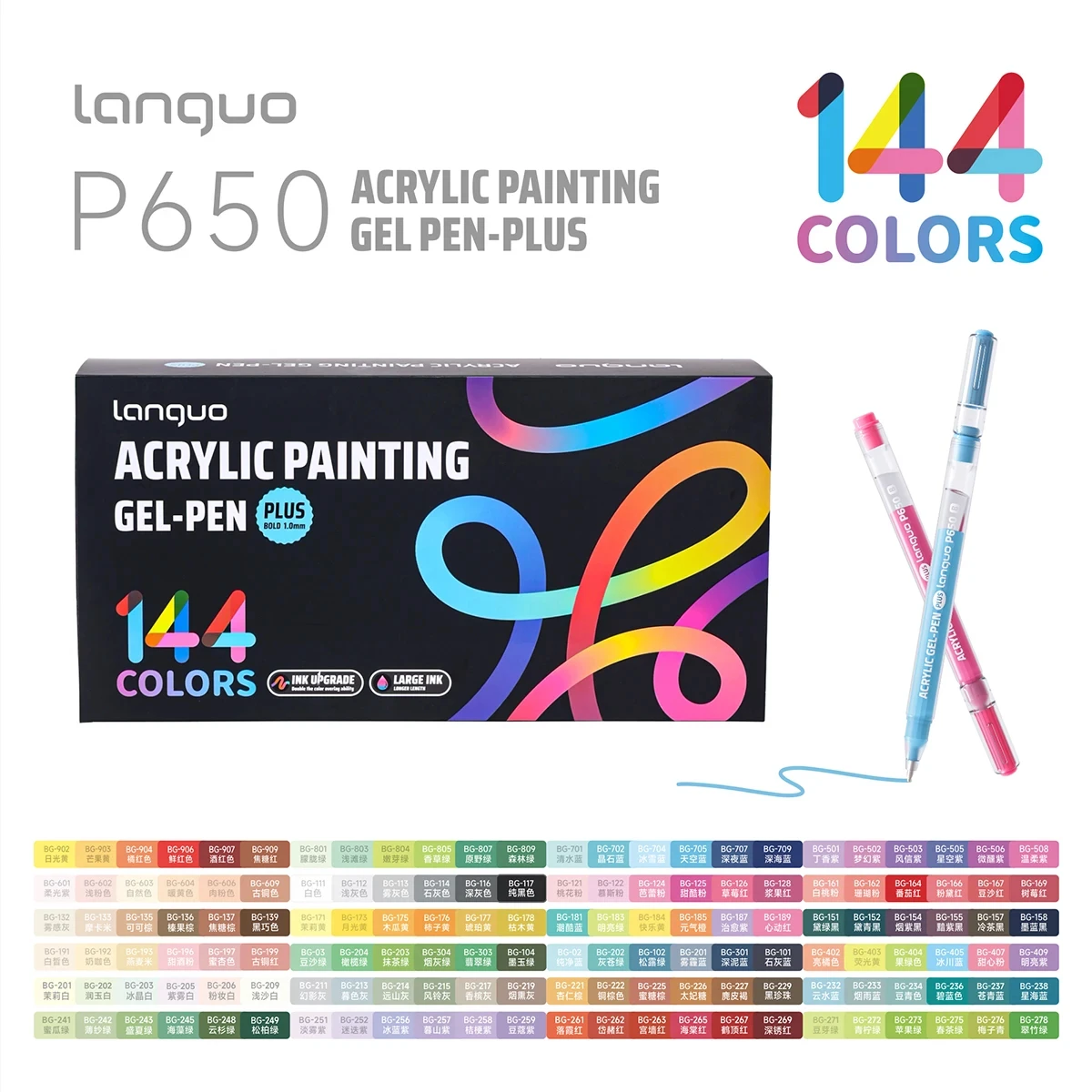 Languo 6-144 Kleuren Schilderen Acryl Gel Pennen Grote Capaciteit Inkt Pen voor Tekenen Dagboek Diy Kleur Doodling Schilderen Art Supplies