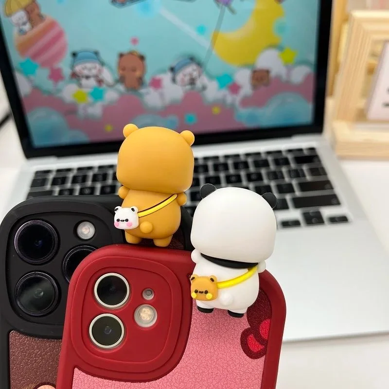 2 Pcs New Panda Bubu And Dudu Toy Doll Cute Cartoon Panda Bear Doll Mobile Phone Display Screen Decorative Doll Couple Gifts