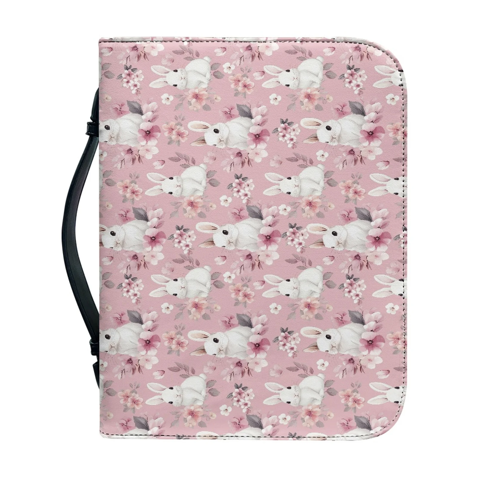 XIXIRIMIDO Portable PU Leather Bible Covers Featuring Bunny Floral, Practical Bible Case Bag for Men and Women Church Use 2026