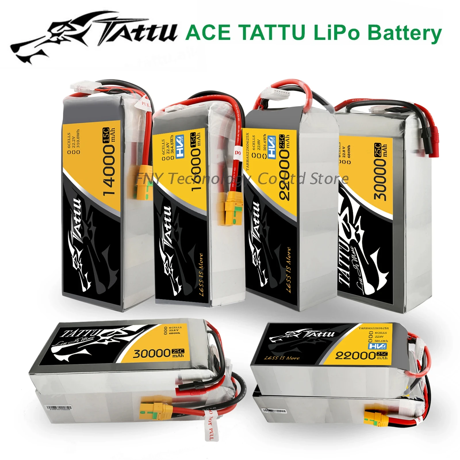 TATTU 22000mAh 22.2V 6S 488wh batteria LiPO Burst 25C per grande carico multirotore FPV Drone Hexacopter Octocopter