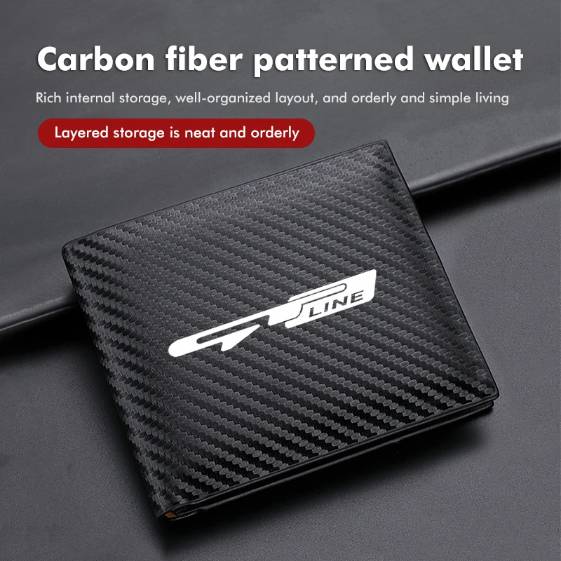 Car Men Wallet Short Card Purses Carbon Fiber Money Clip Holder For KIA gt gtline Xline ceed Forte RIO STINGER Seltos K3 K4