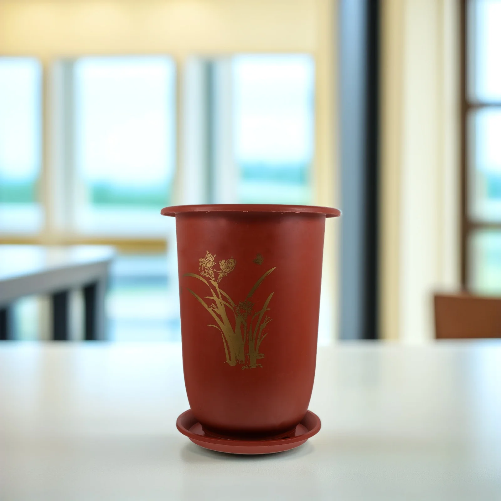 

2pcs Resin Orchid Plant Pot With Saucer Nursery Planter For Indoor Plants Flowerpots Garden Balcony Decor Orchid Flower Pots