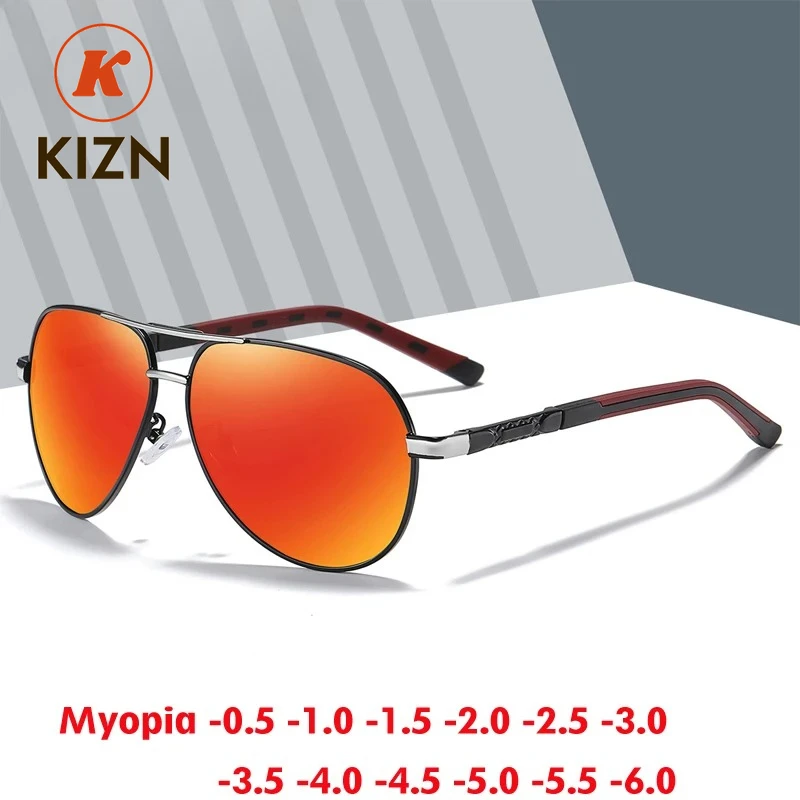 

KIZN Sports Brand Men's Myopia SunGlasses Polarized UV400 Glasses Classic oculos Eyewear Sunglasses Custom Prescription -0.50 TO
