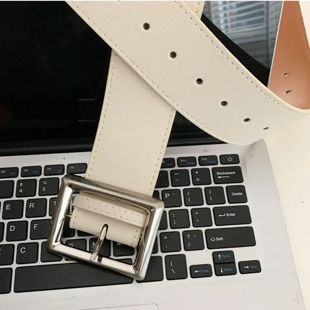 Decorazione semplice per jeans Cintura larga Larghezza cinture in pelle scamosciata Pu Decorazione per pantaloni con fibbia quadrata alla moda Quotidiano