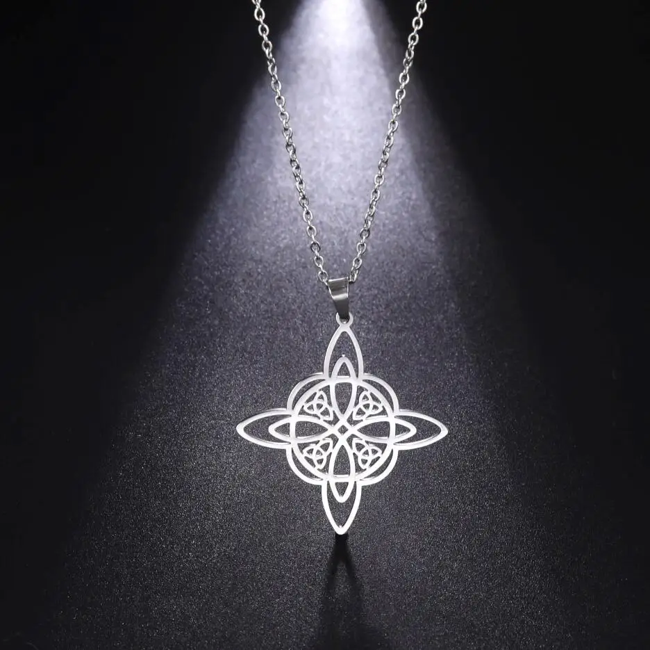 1PC icca Witchcraft Witch Knot Necklace Stainless Steel Choker Necklaces Vintage Amulet Supernatural Jewelry Gift F1219