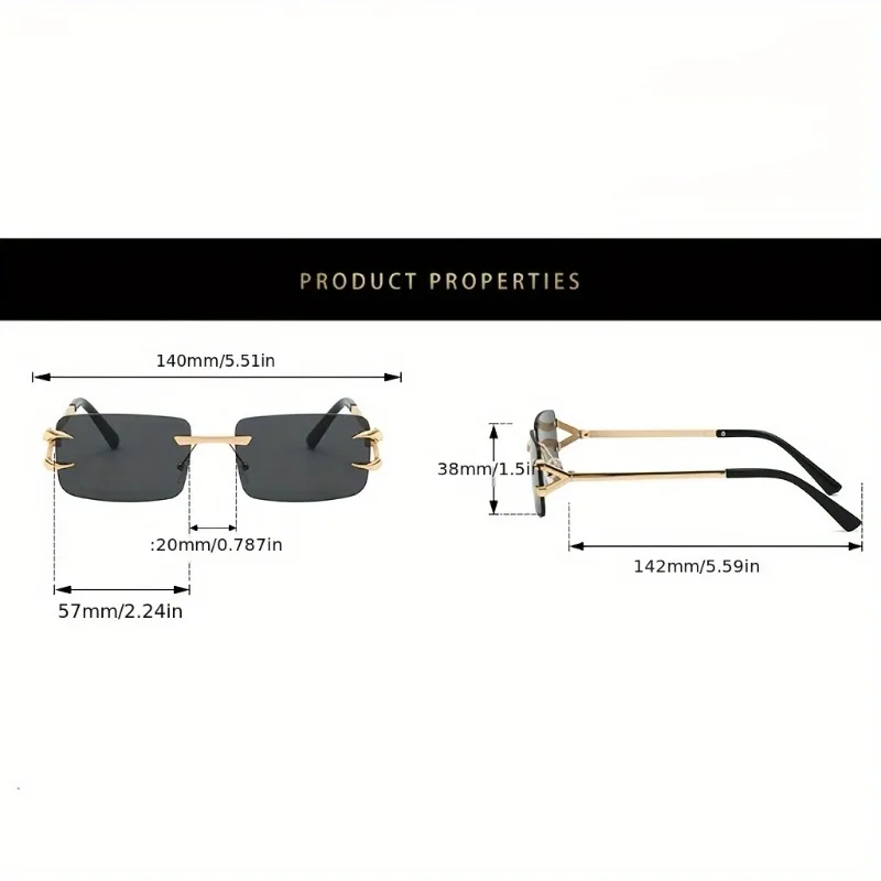 Quadratische, rahmenlose, modische Brille, geeignet für Männer und Frauen, geeignet für die tägliche Freizeit – Detail 6
